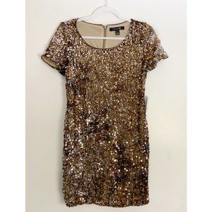 Forever 21 Bronze/Gold Sequined Mini Dress L